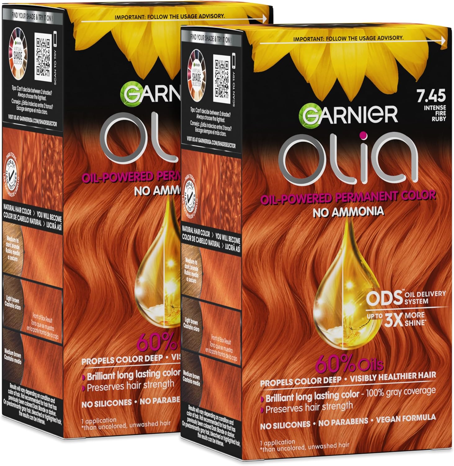 Garnier Olia Intense Fire Ruby 7.45 hair color box front view