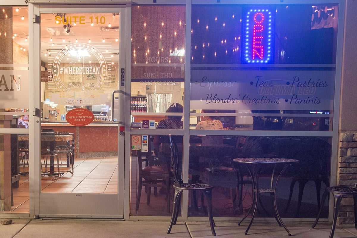 Ultima LED business open sign showing flashing mode lighting