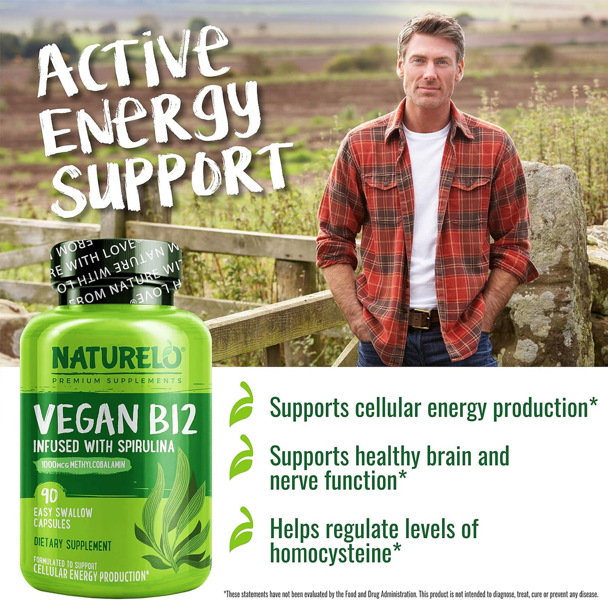 NATURELO Vitamin D - Plant Based from Lichen - 180 Mini Capsules, Vegan B12, 1000 mcg Methylcobalamin - 90 Capsules - Image 9