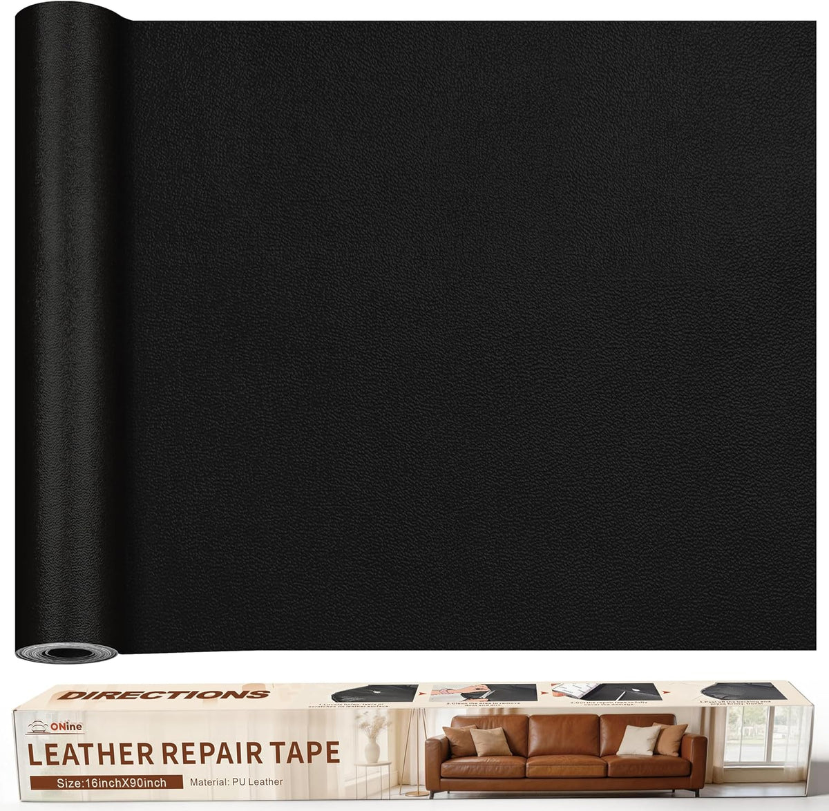 ONine Leather Repair Tape,Self Adhesive Leather Repair Patch,Leather Patches for Furniture,Sofa,Car Seats,Office Chair. Vinyl Repair Kit 3x60in (Black) - Image 15