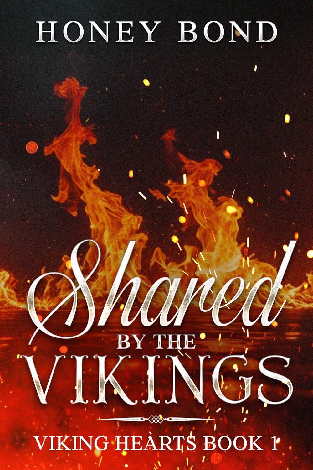 Honey Bond Shared by the Vikings book cover front view featuring stylized white typography against orange flames.