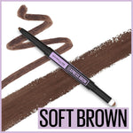 Close up of Maybelline brow pencil and powder dual-ended tip