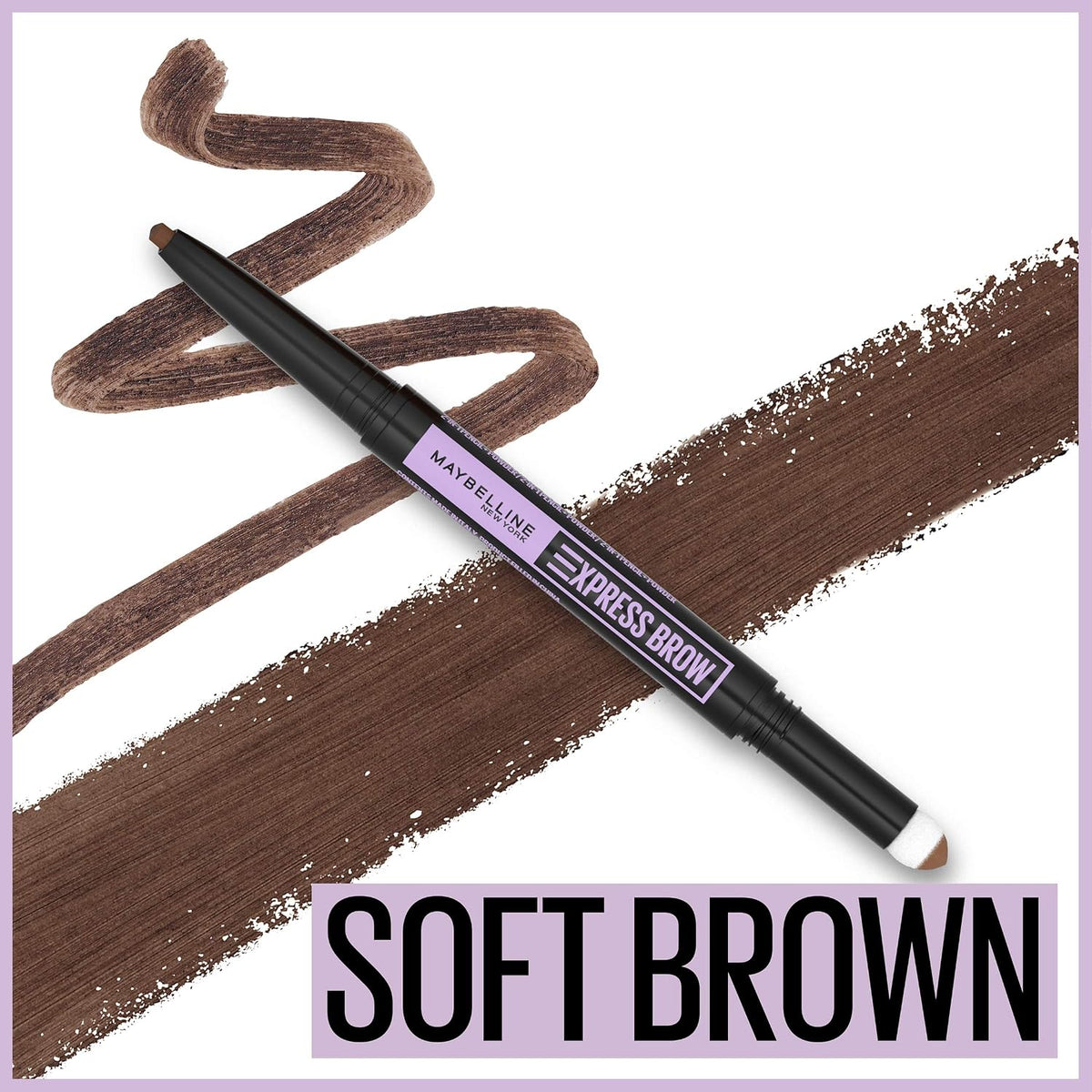 Close up of Maybelline brow pencil and powder dual-ended tip