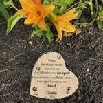 Weatherproof memorial stone for cats and dogs in garden setting