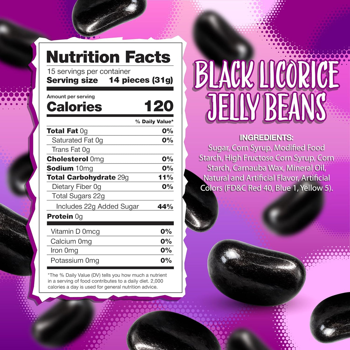 Glossy jet black licorice candy poured out on a festive holiday buffet table