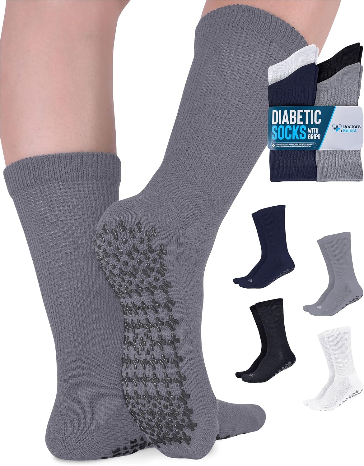 Doctor's Select(R) Diabetic Socks for Men and Women - Non-Binding Neuropathy Socks for Diabetics Men | Non Grip & Grip Socks - Image 11