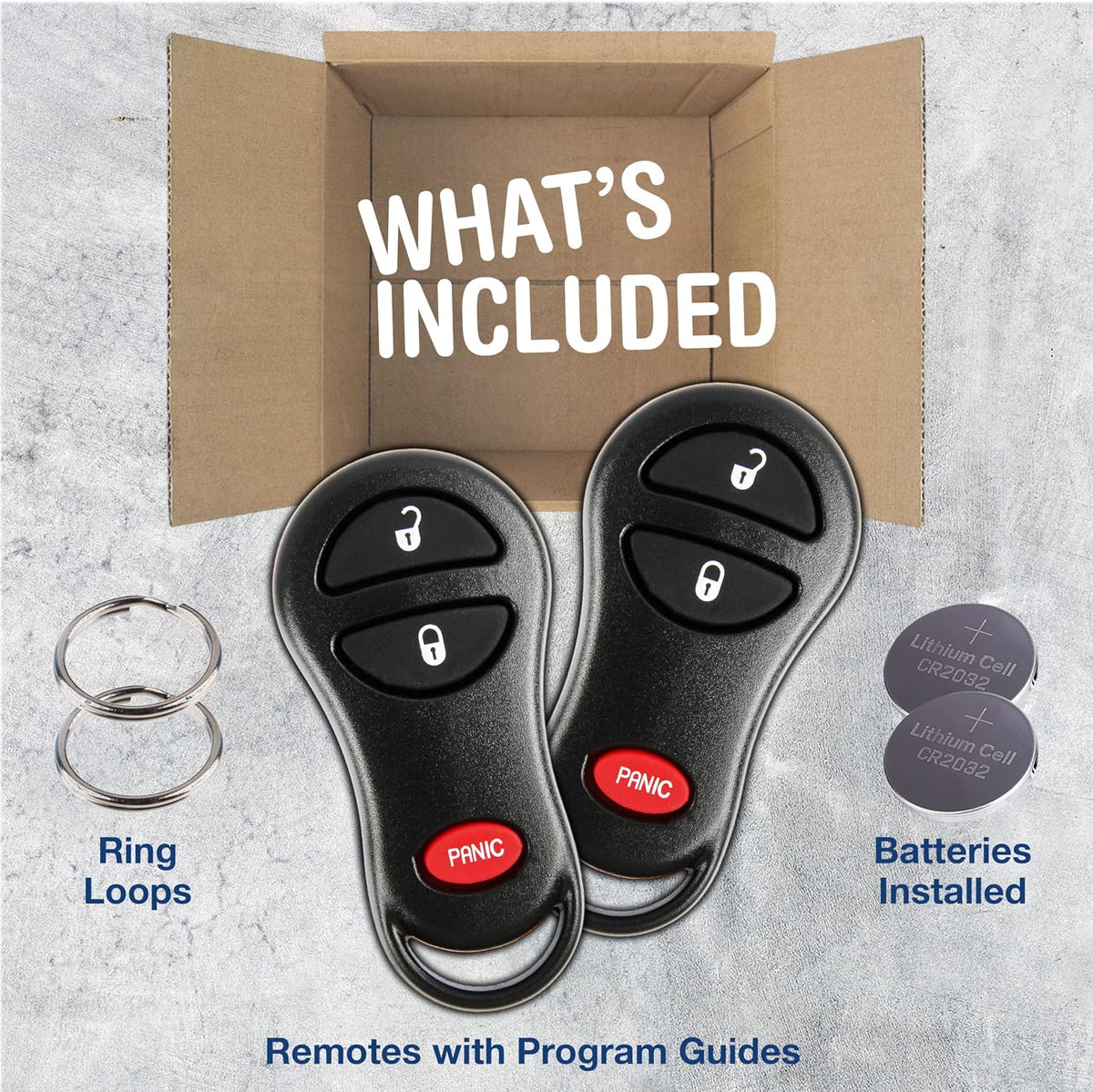 KeylessOption remote fob and uncut ignition key set