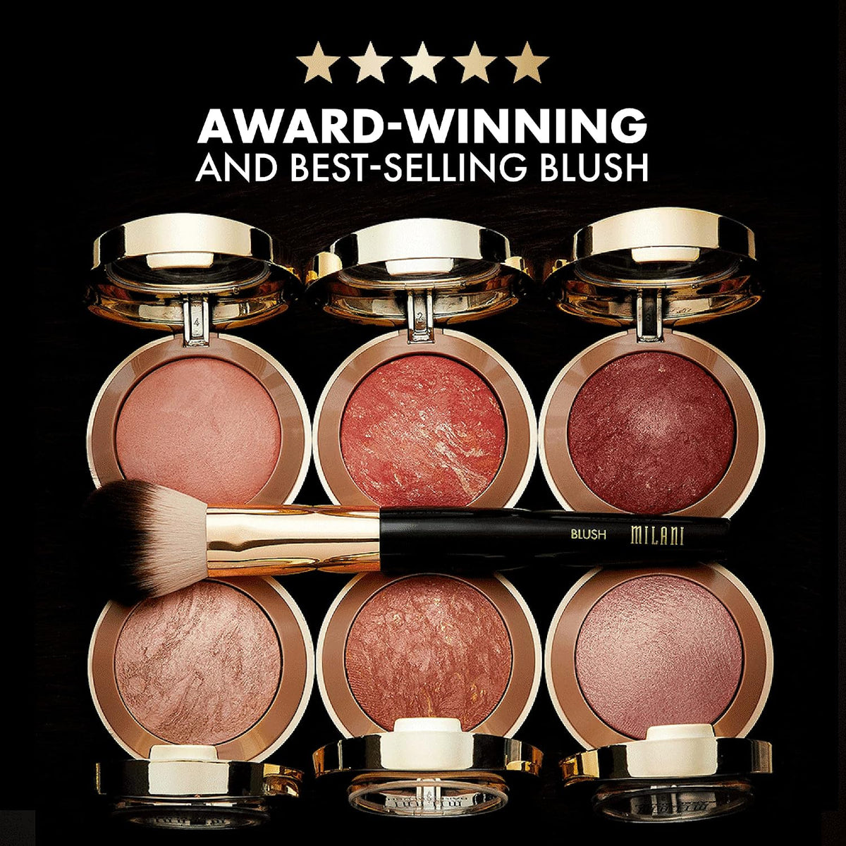 Close up view of the slow-baked terracotta powder blush texture in the shade Sunset Passione.