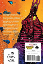 Dandadan Volume 14 cover art featuring Okarun and Vamola action pose