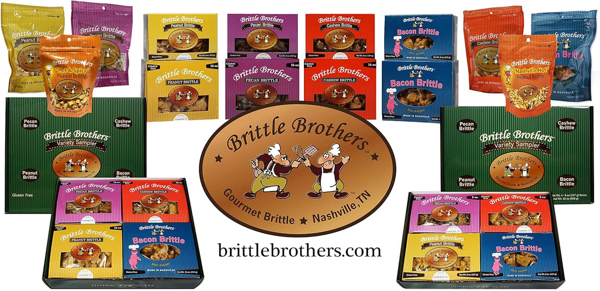 Brittle Brothers gourmet sweet treats box opening showing golden texture