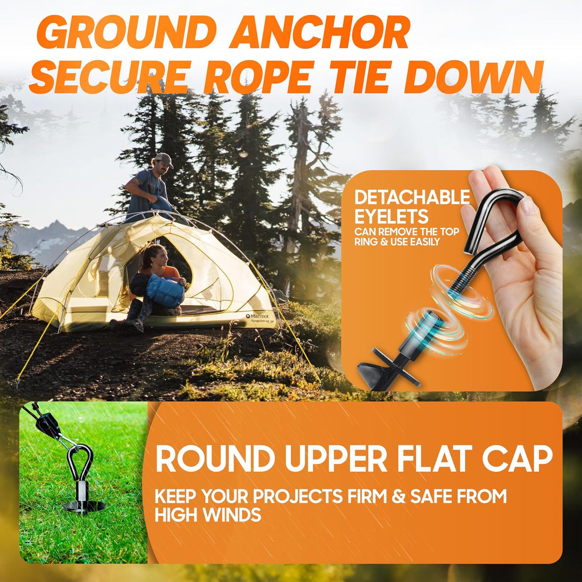 Pamazy swing set anchors installed in grassland