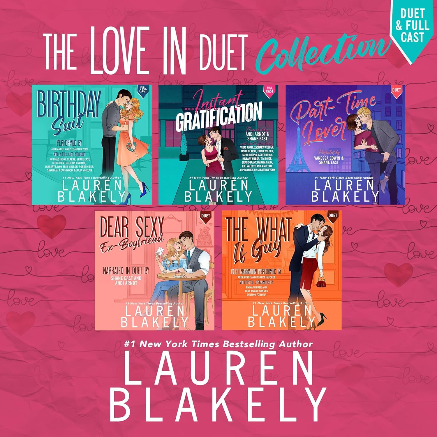 Lauren Blakely The Love In Duet Collection Kindle Edition front view cover artwork showcasing five contemporary romance novels.
