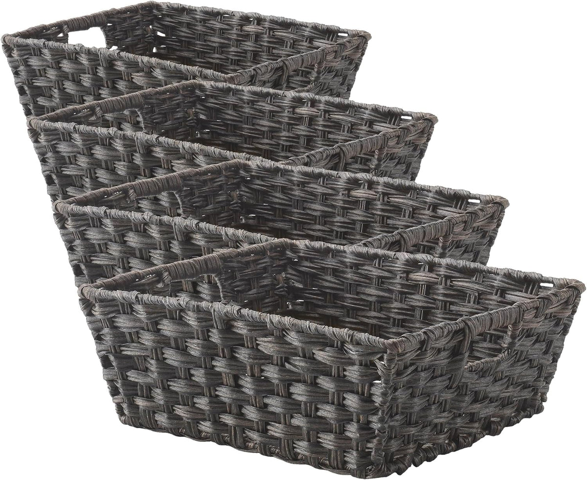 Whitmor Small Woven Storage Basket with Handles, Gray Wash - Image 9