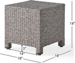 Rpuzonier outdoor square coffee table showing tempered glass top surface