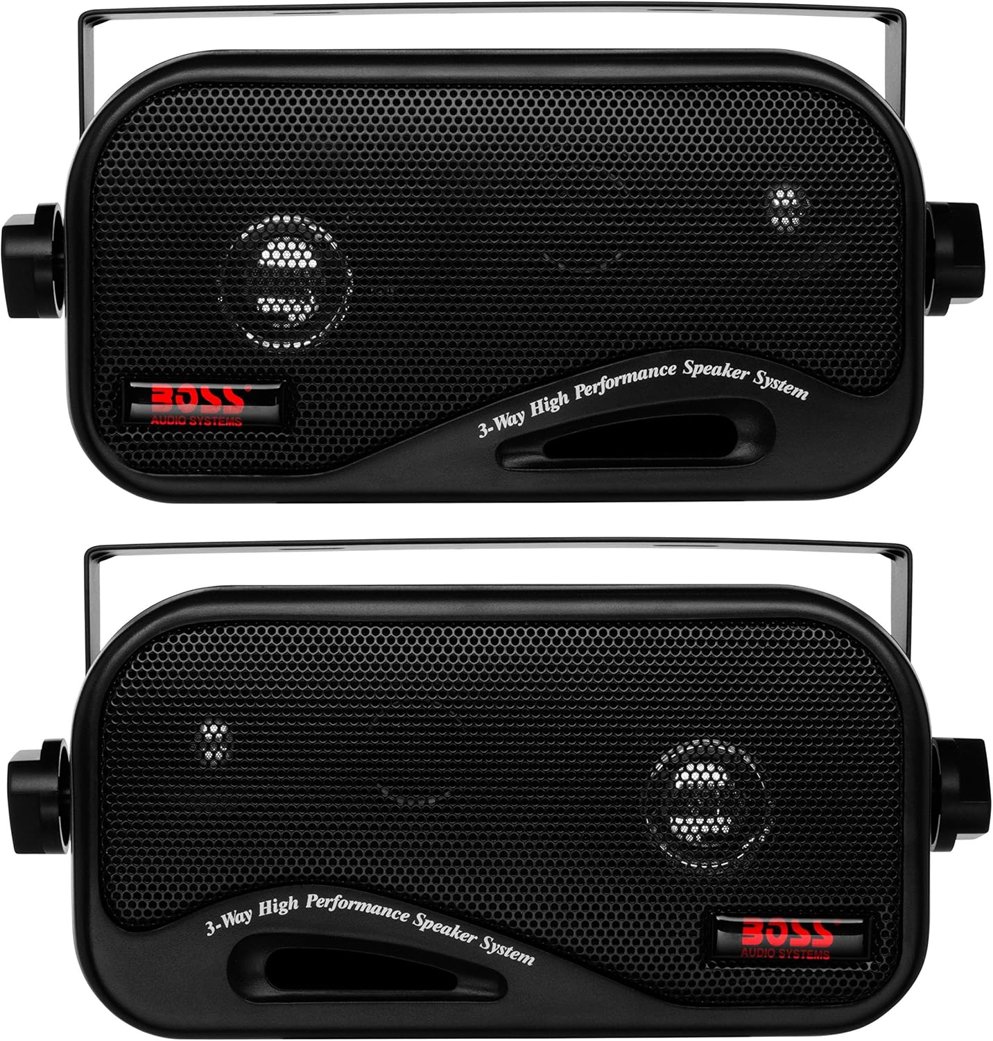 Boss Audio Systems AVA6200 front view of enclosed speaker pair