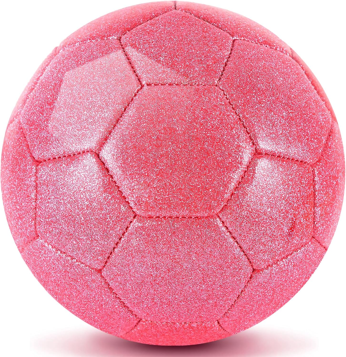DLUGOPIS sparkling pink toddler soccer ball front view showing glitter finish.