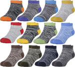 Hzcojulo kids athletic ankle socks front view showing multicoloured design