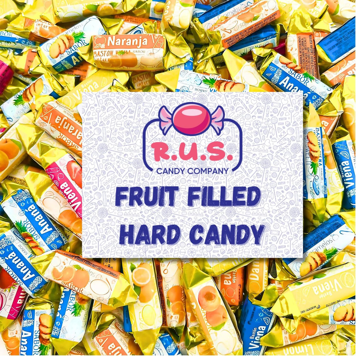 R.U.S. Candy fruit filled hard candy 1 pound bag front view premium imported candy