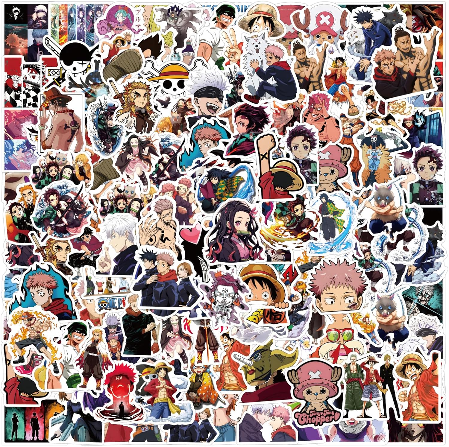 WYKDAG 200 Pieces Kids Manga Anime Stickers Mixed Pack front view