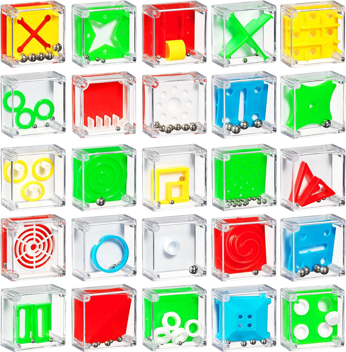 Bedwina Mini Cube Puzzle Box Set front view showing twenty four colorful maze games in retail presentation packaging