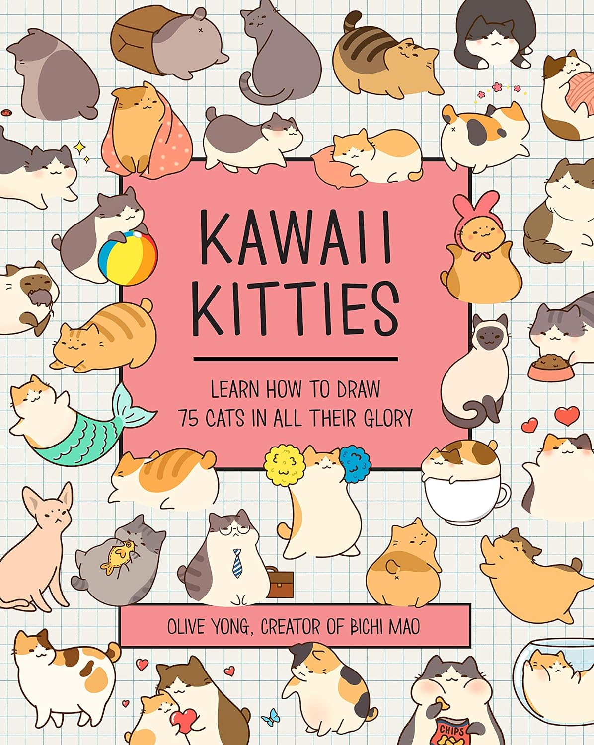 Olive Yong Kawaii Kitties book front cover showing various cute cat illustrations.