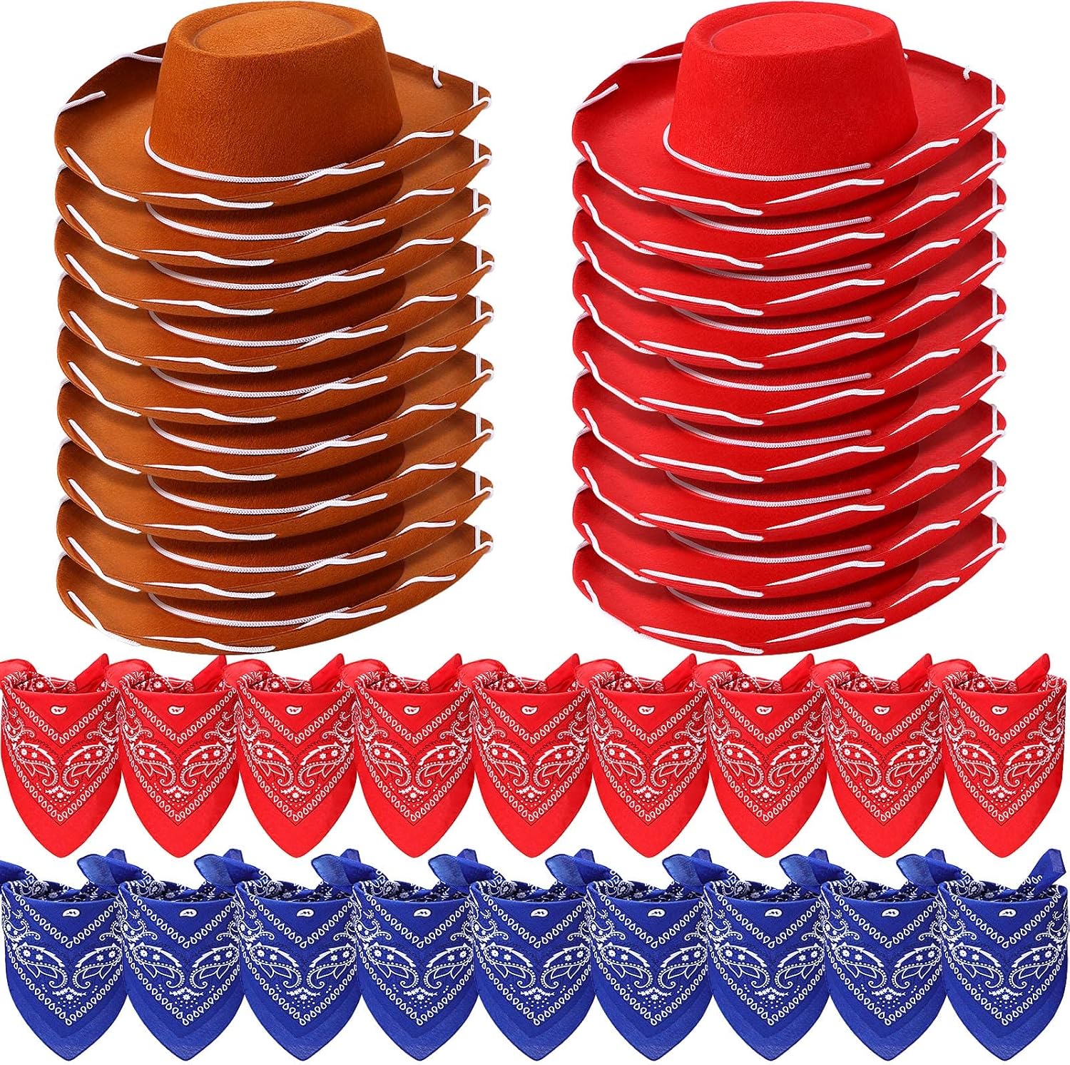 Unittype 18-piece cowboy hat and bandana set front view