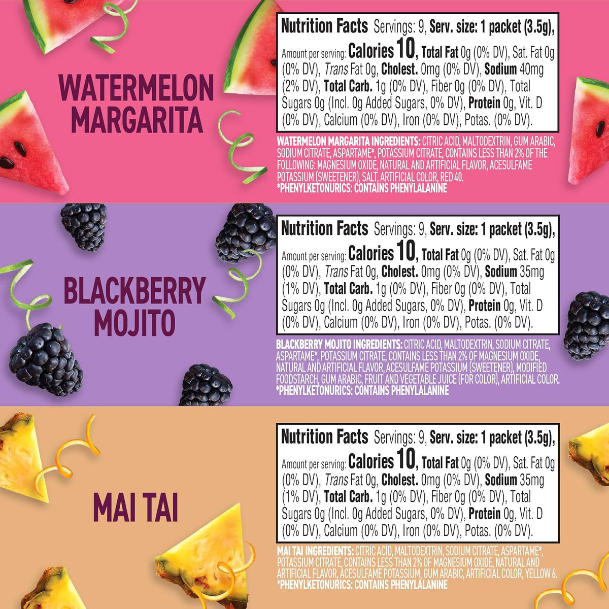 Crystal Light watermelon margarita flavor packet close up