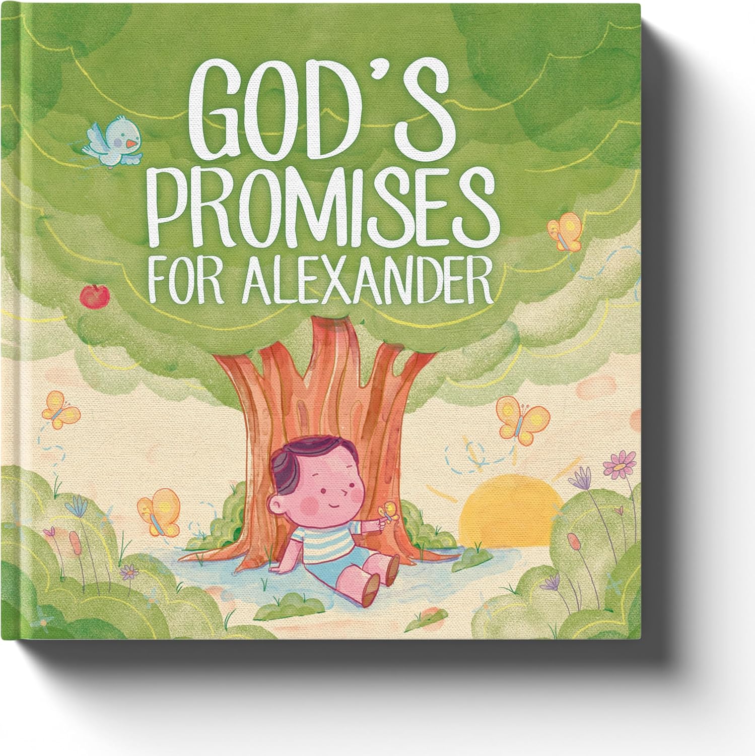 Luna Studios Gods Promises personalized childrens book front view showcasing custom baptism gift artwork cover.