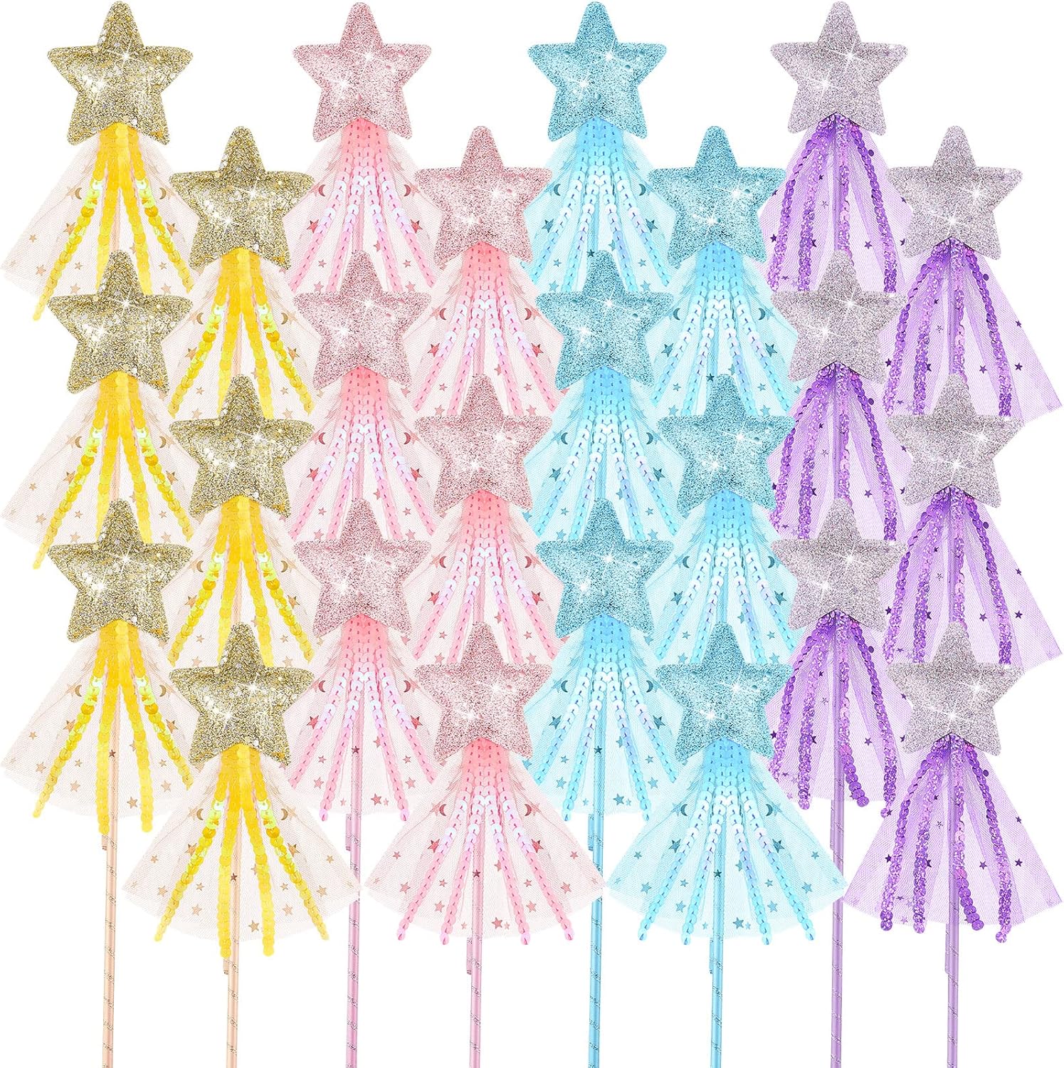 Honoson 24 piece glitter star magic wand set front view
