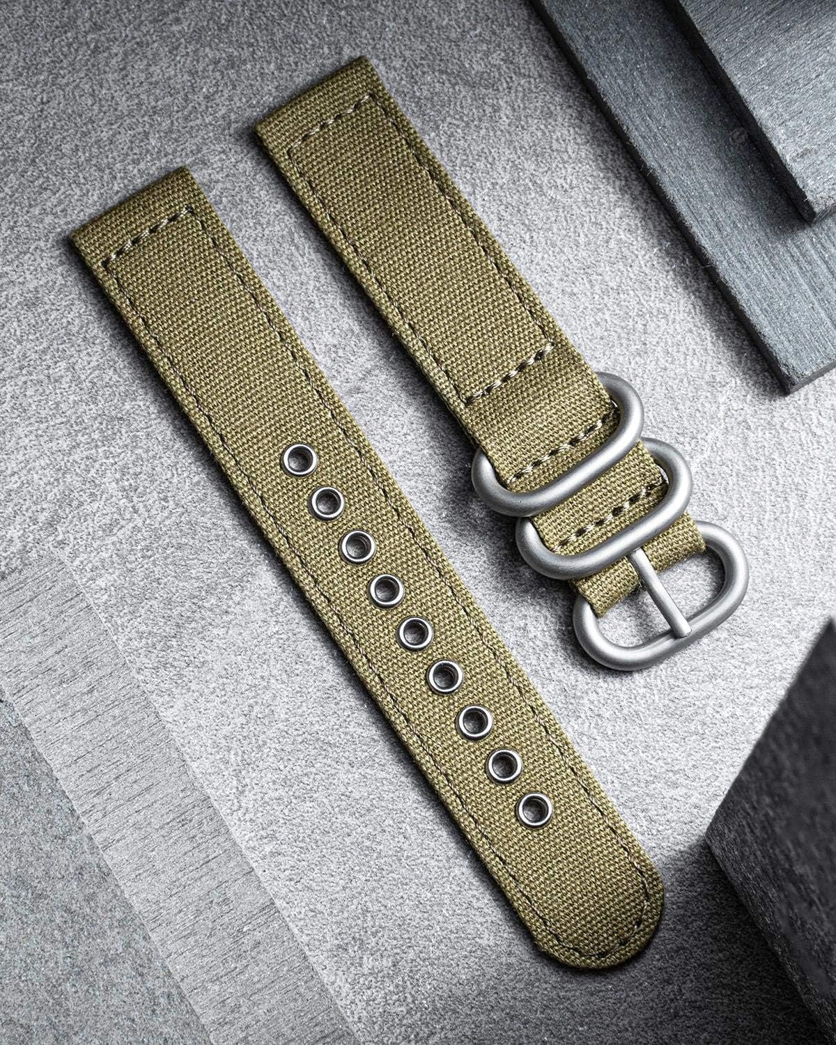 Binlun military-style watch strap in army green color