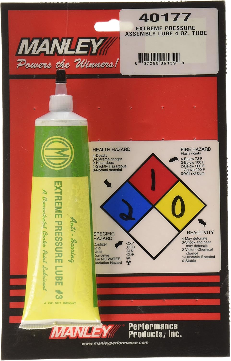 Manley Performance 40177 Extreme Pressure Lube 4 ounce tube front view for engine assembly