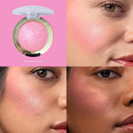 Milani Baked Blush Pink Panna Cotta swatch on fair to medium skin tones