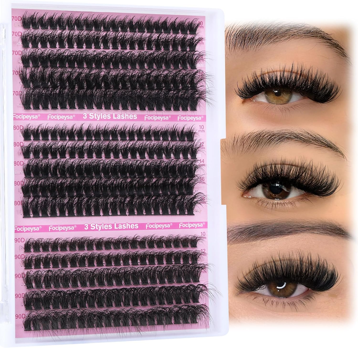Focipeysa Volume Lash Extension Mink Thick Cluster Eyelash Extensions front packaging