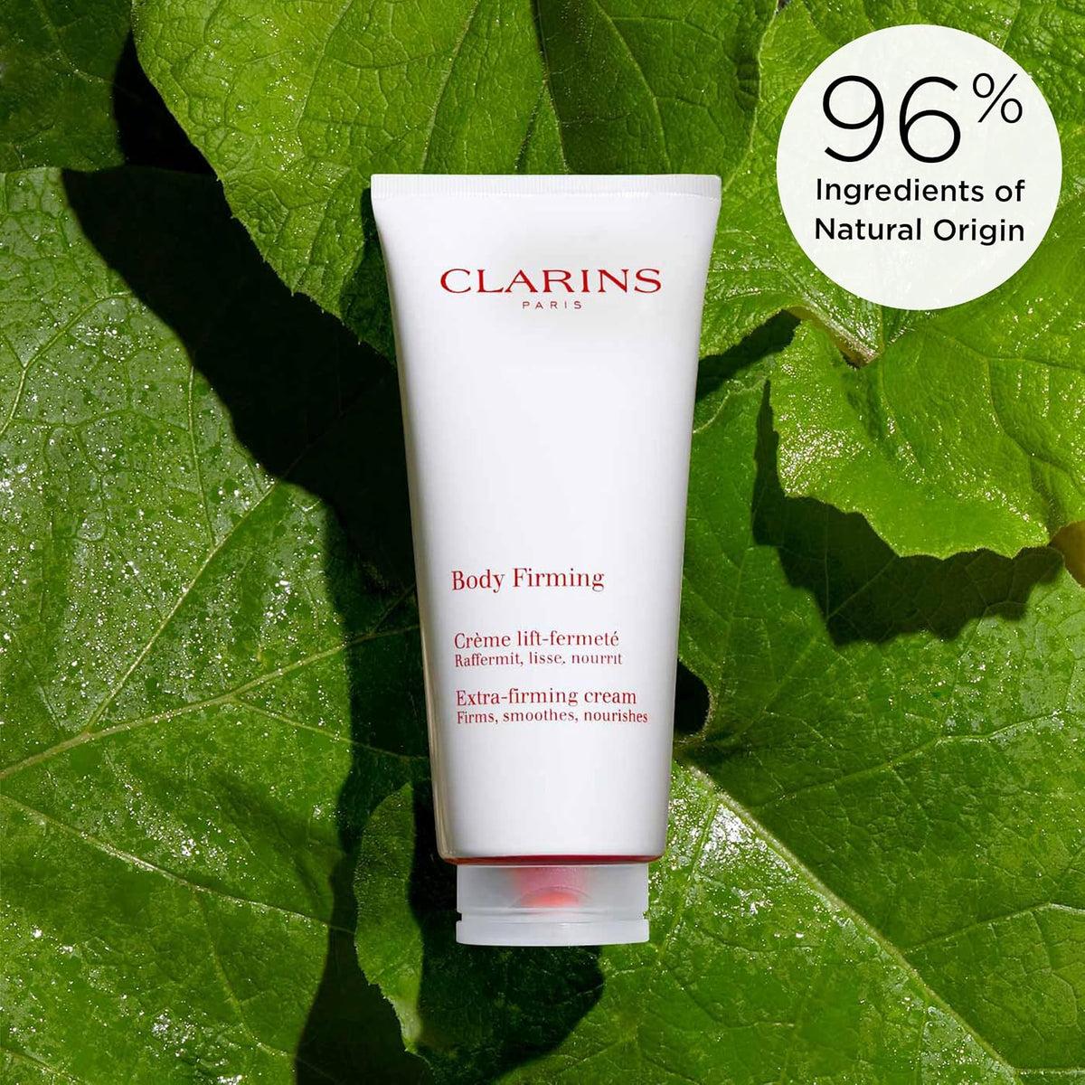 Clarins Extra-Firming Body Cream open jar revealing formula