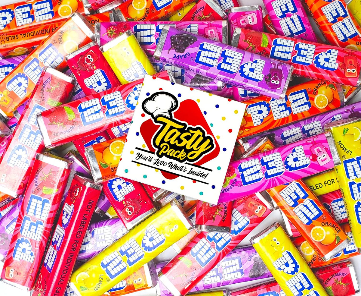 Pez Candy Refills Assorted Fruit Flavors Cherry Lemon Raspberry Orange Strawberry Grape Bulk Candy Set Packaged by TastyPack, 1 Pound - Image 9