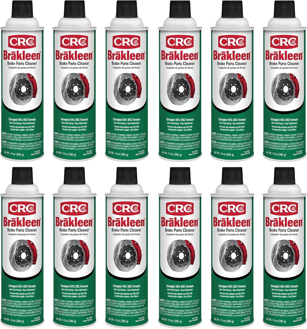 CRC Brakleen non-chlorinated brake parts cleaner 12 pack front view