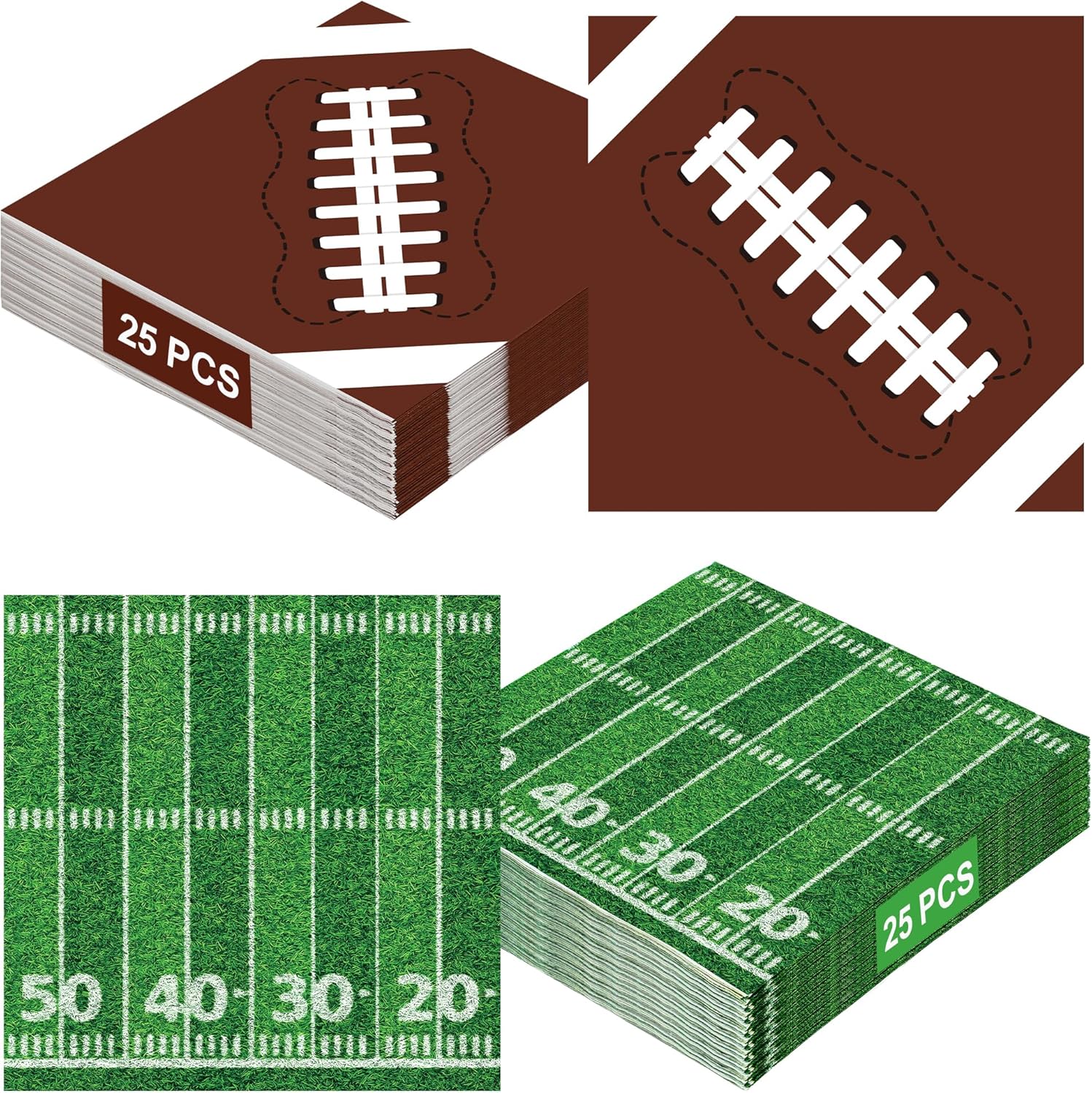 QZYL football party supplies disposable paper napkins front view showcasing two styles