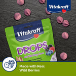 Back of Vitakraft rabbit drops pouch showing ingredients list and feeding instructions