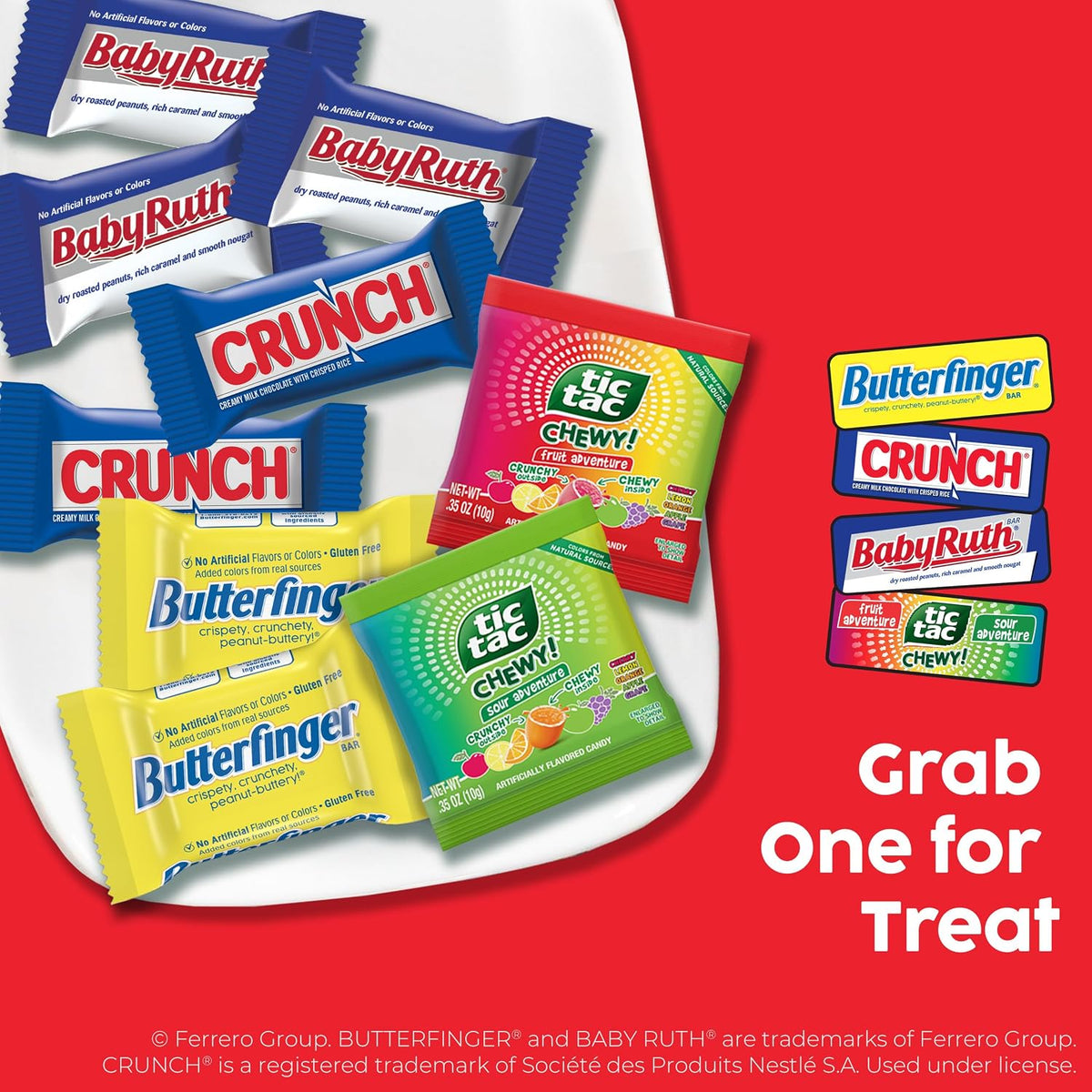 Crunch and Baby Ruth mini candy bars side view packaging