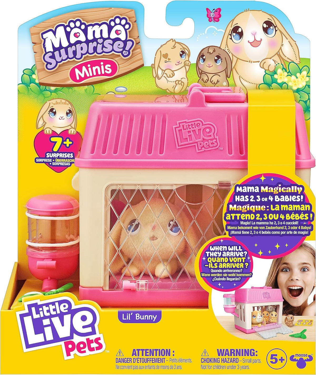 Mama bunny toy figure with interactive hutch play set