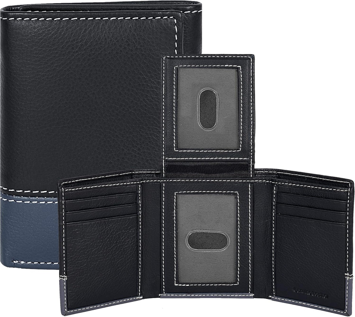 Oak Leathers RFID blocking wallet compartments detail