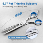 Rust resistant titanium dog grooming scissors showcasing sharp convex cutting edges for matted fur