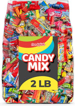 Individually wrapped American bulk candies poured out for party favor preparations