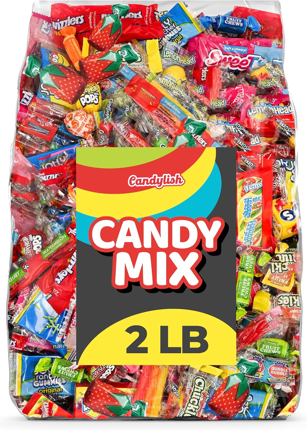 Individually wrapped American bulk candies poured out for party favor preparations