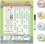 JJPRO Reward Chart for Kids, Dry Erase Routine Chart, Magnetic Behavior Chart for Kids, Star Chart for Kids Behavior at Home.Includes 30 tasks,104 Stars -11" x 14.5"- Green - Image 1