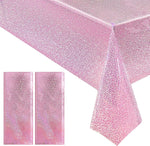 Just Shimmer pale pink holographic laser tablecloths front view