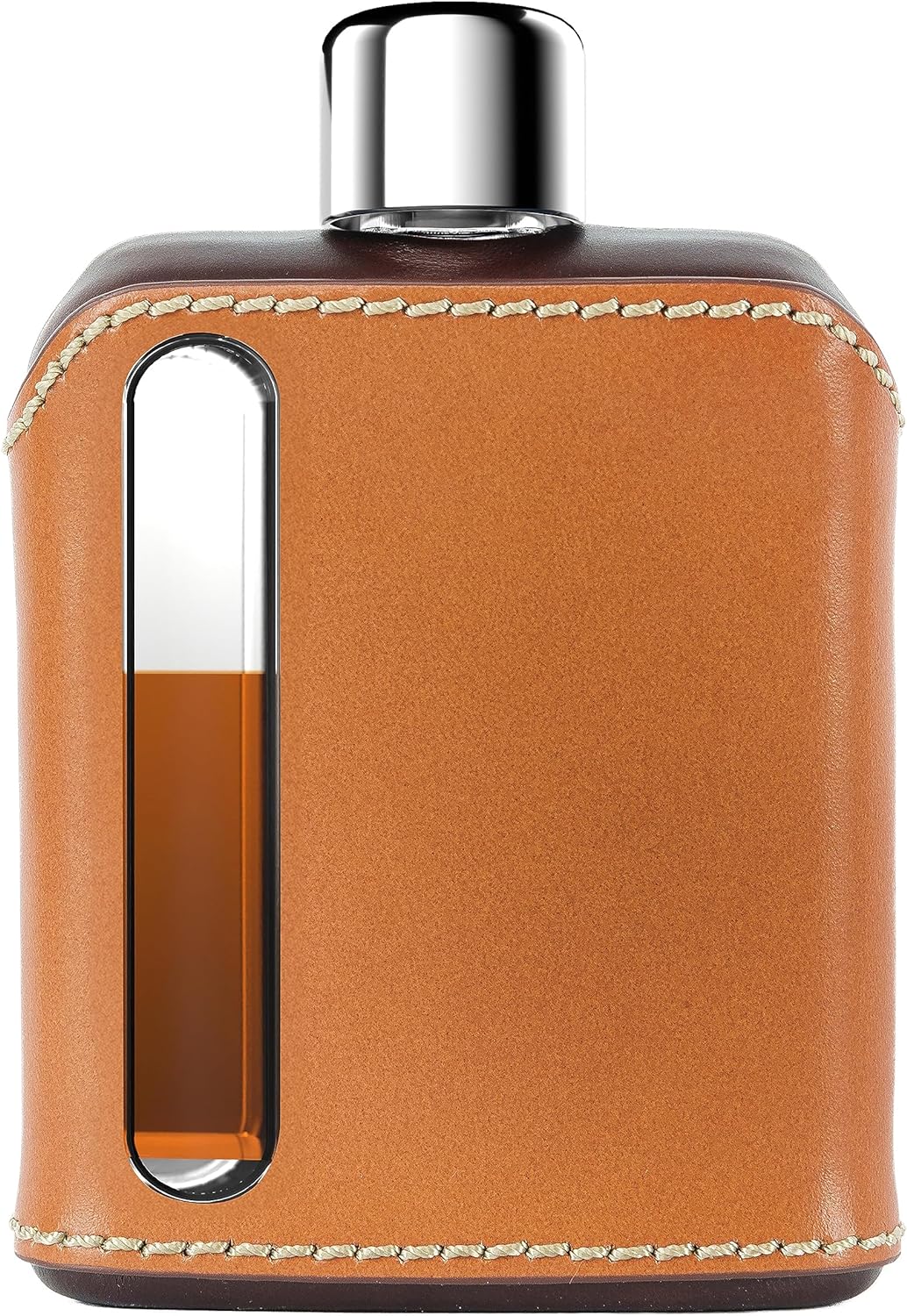 Modern Glass Hip Flask - Durable Leather Covered Flask for Whiskey, Spirits, & Other Liquor - Ideal Glass Flask for Men & Women (Single Shot 100ml, Leather Black) - Image 9