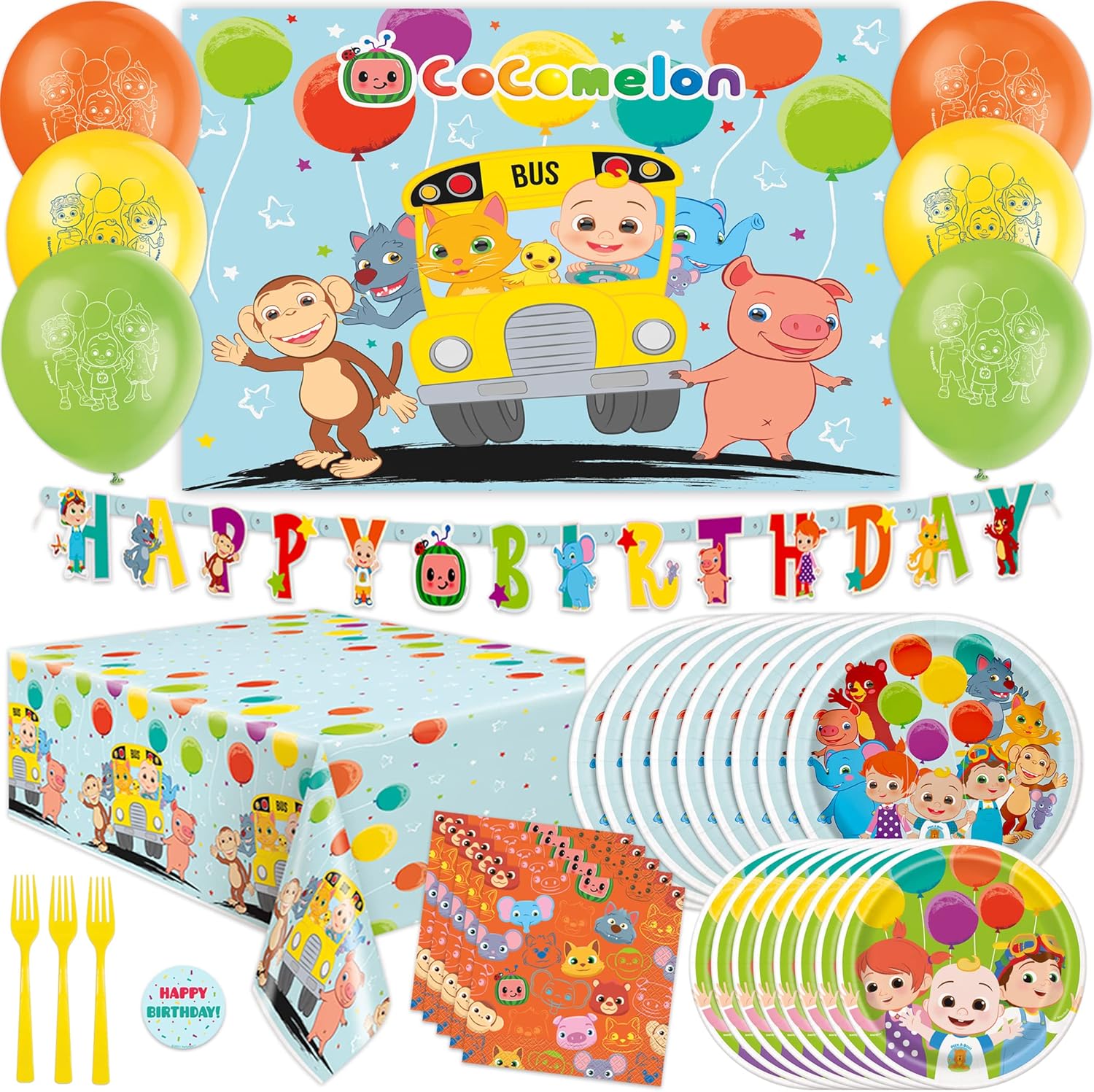 Another Dream Cocomelon party supplies set front view
