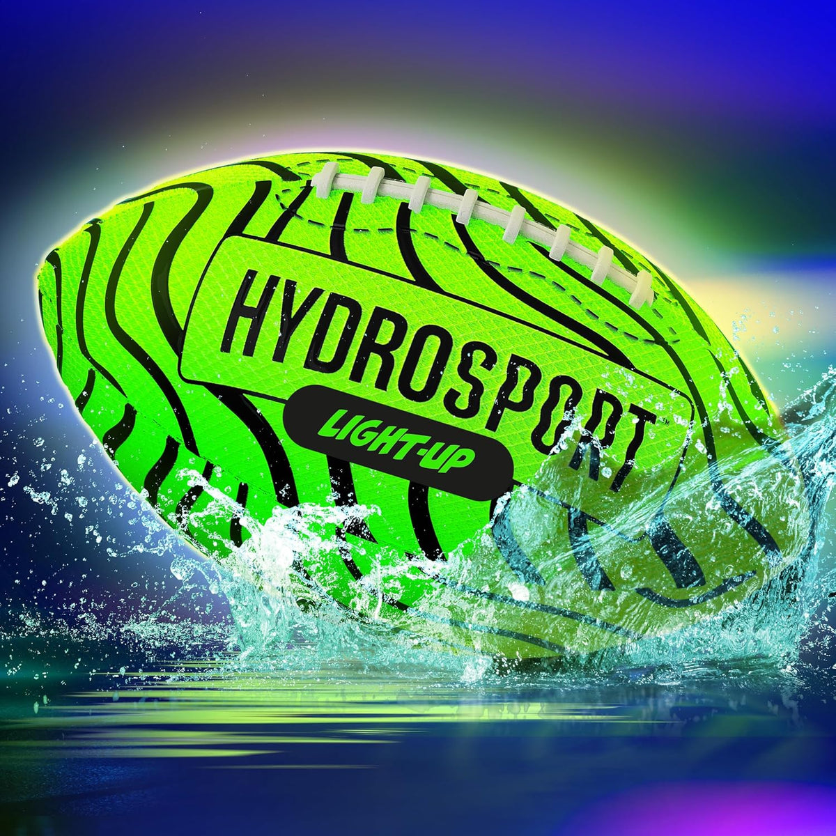 HydroSport Light Up Water Football front view showing textured rubber surface