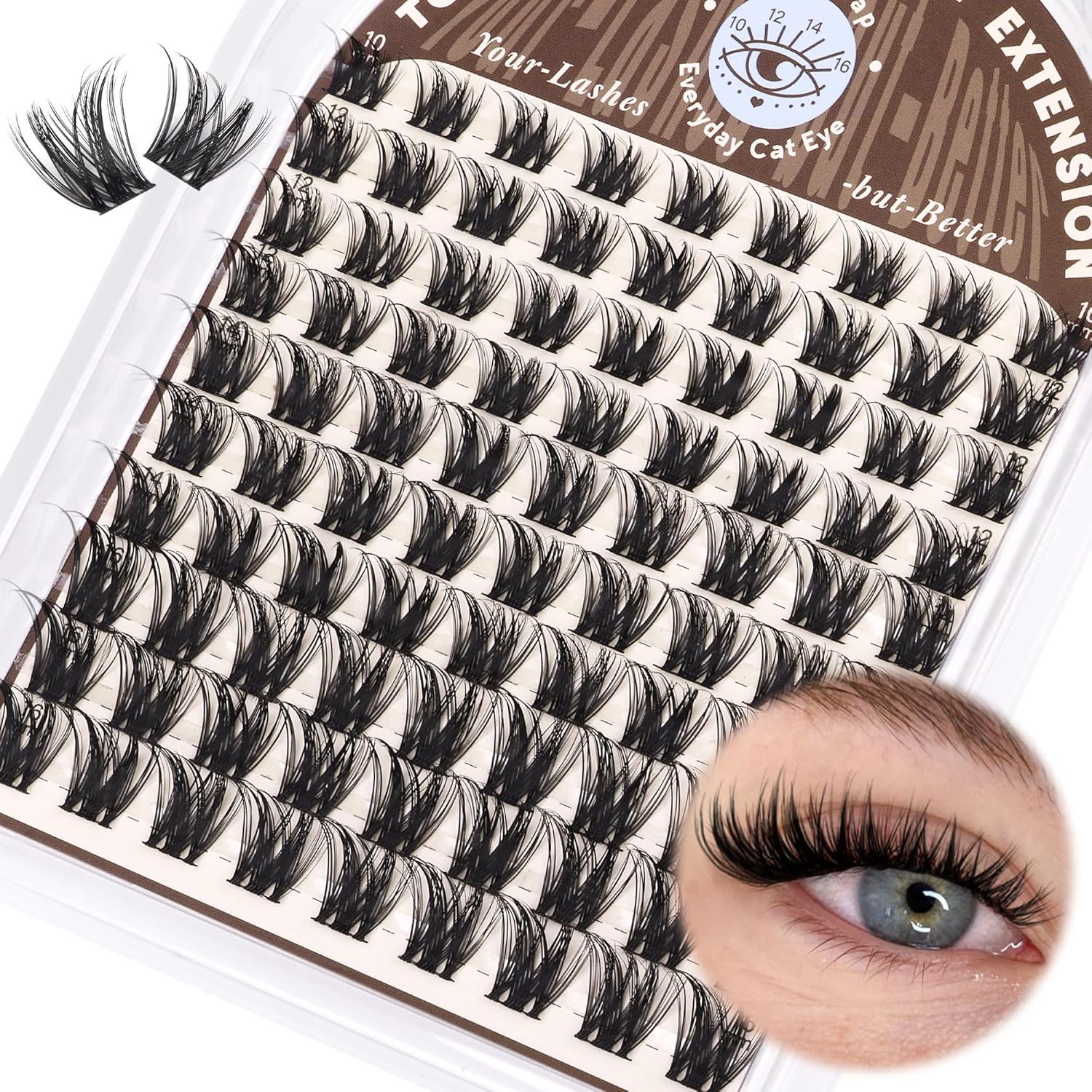 Toochunag wispy lash clusters natural volume set front view